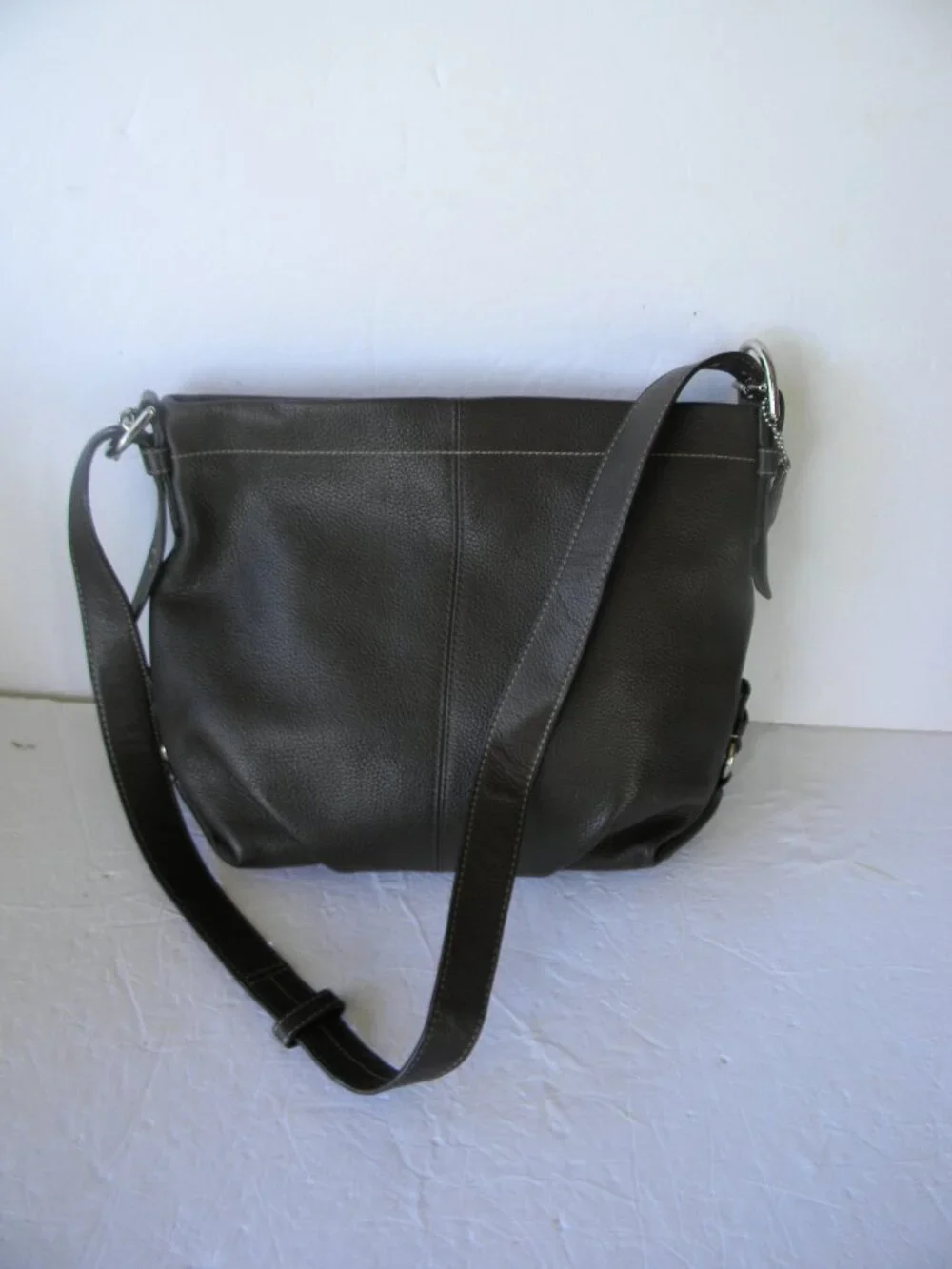 Coach F15064 Signature BROWN Leather Duffle Convertible Crossbody HOBO